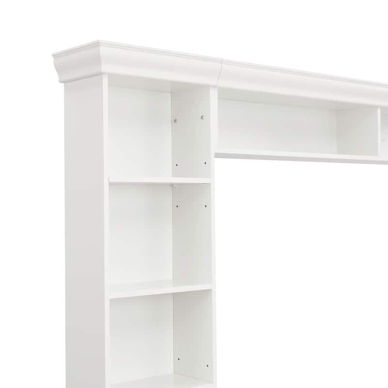 97.4"W 4-Piece Entertainment Wall Unit with Bridge & Bookshelf, Adjustable Shelf - TV Stand for TVs Up to 70"