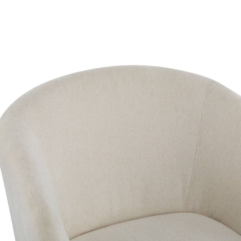 Modern Accent Chair with Round Back & Wooden Legs - Mid-Century Inspired Lounge Chair for Living Room, Bedroom, or Office