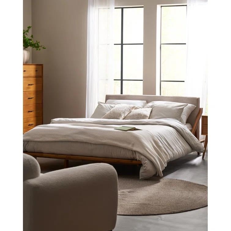 Christopher Knight Home - Breonca Modern Upholstered Acacia Wood Platform Bed with Padded Headboard