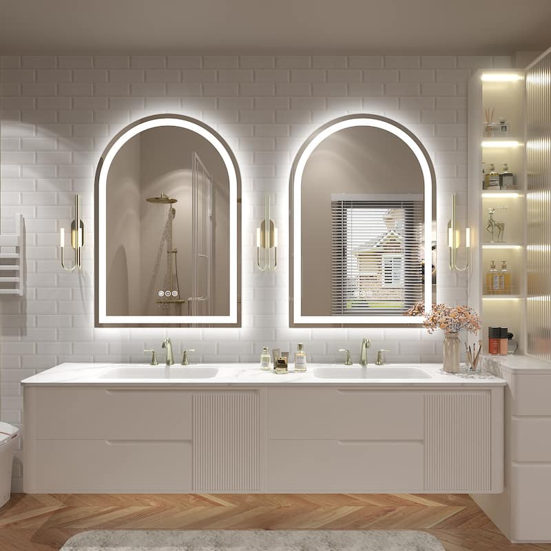 UL Certified Arched LED Anti-fog Tempered Glass Wall Bathroom Vanity Mirror
