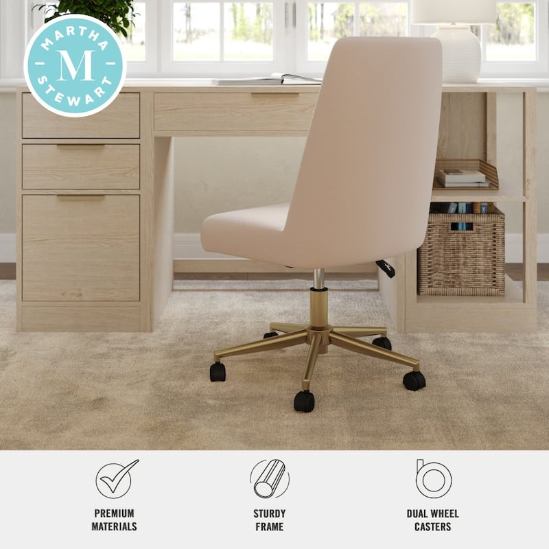 Martha Stewart Upholstered Height Adjustable Swivel Home Office Chair