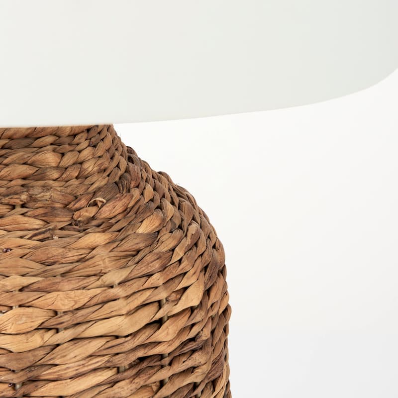 Campanile Brown Wicker w/White Shade Table Lamp