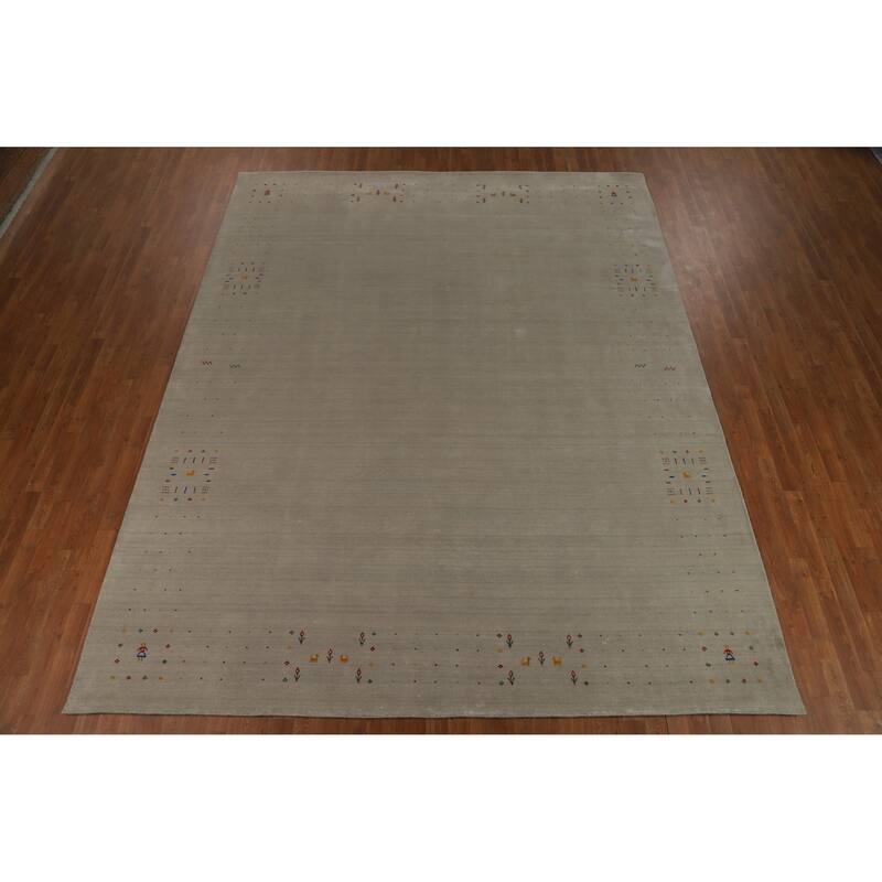 Tribal Gabbeh Oriental Area Rug Handmade Silk Carpet - 9'4" x 11'9"