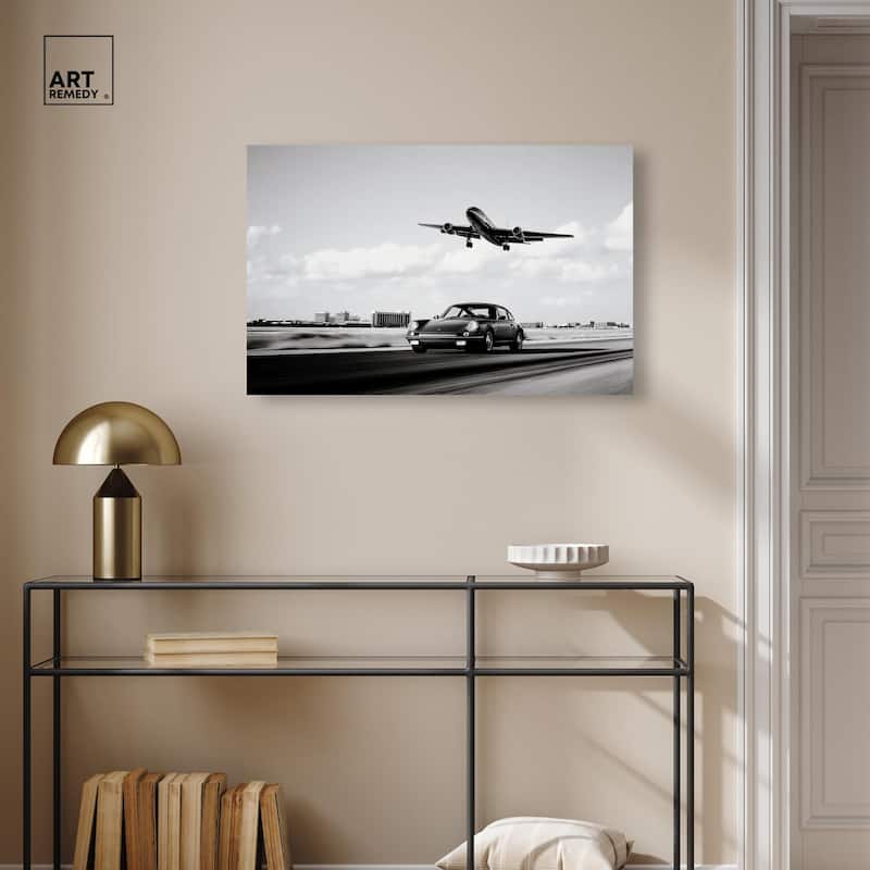 Sports Car Takeoff Canvas by Art Remedy, Gallery Wrapped