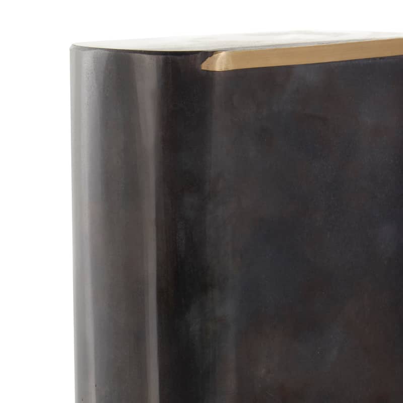 Black Marble Curved Rectangular Decorative Bookends with Gold Accents (Set of 2)