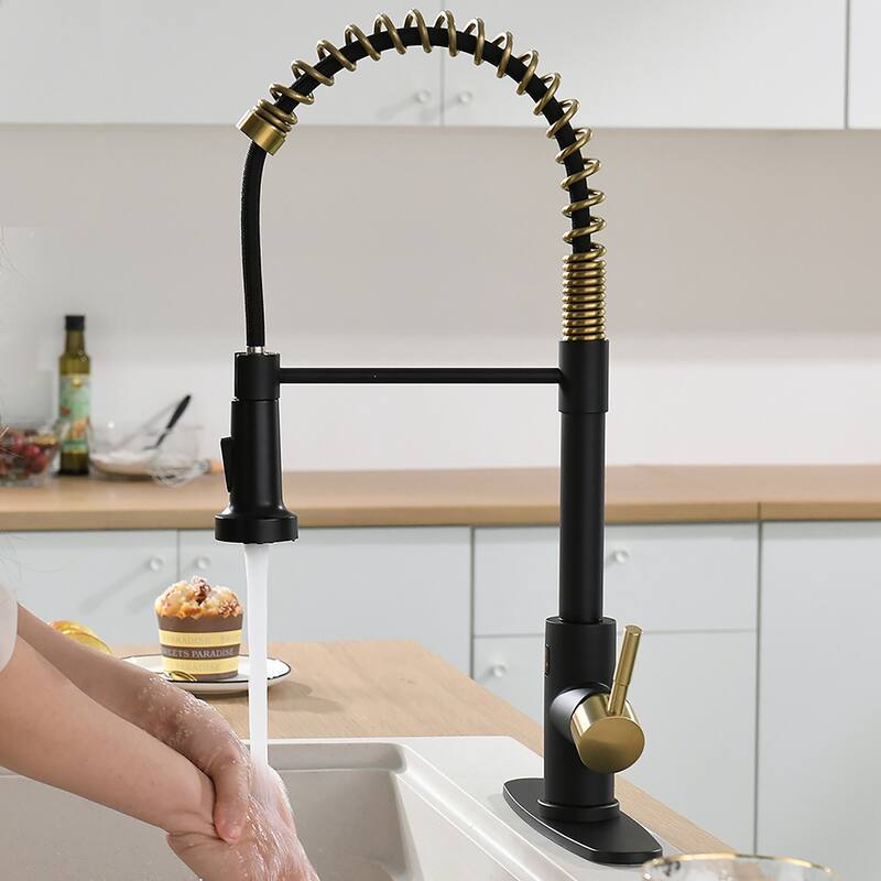 Modern High Arc Touchless Pull-Out Kitchen Faucet with Deck Plate