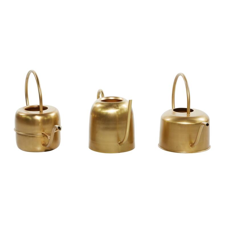Metal Watering Can Indoor Outdoor Planter - Set of 3 Gold - Roche River Decor