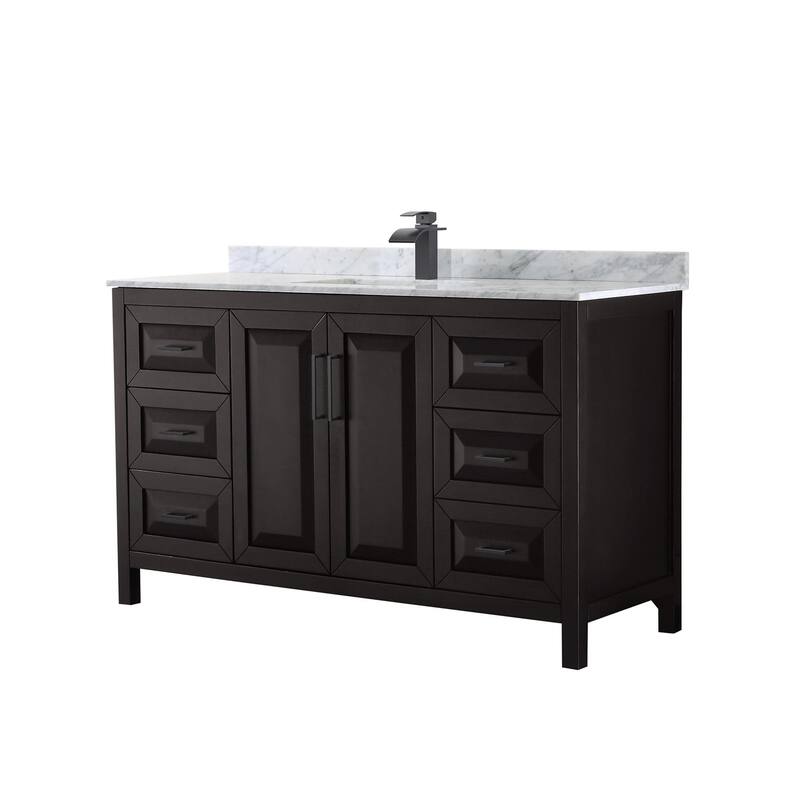 Wyndham Collection Daria 60" Free Standing Single Vanity Set with MDF - Dark Espresso / White Carrara Marble Top / Matte - Espresso Finish