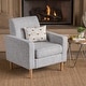 preview thumbnail 4 of 3, Roomfitters Mid-Century Accent Chair with Tufted Back and Tapered Wood Legs, Upholstered Armchair for Living Room, Light Gray