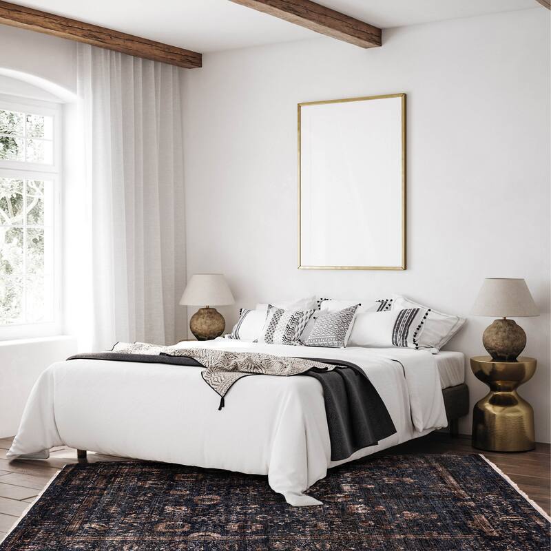 ECARPETGALLERY Hand-knotted Heritage Dark Navy Silk, Wool Rug - 8'1 x 9'11