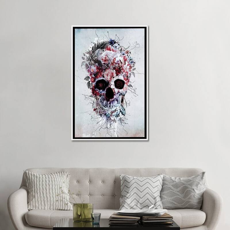 iCanvas "Floral Skull RPE" by Riza Peker Framed Canvas Print