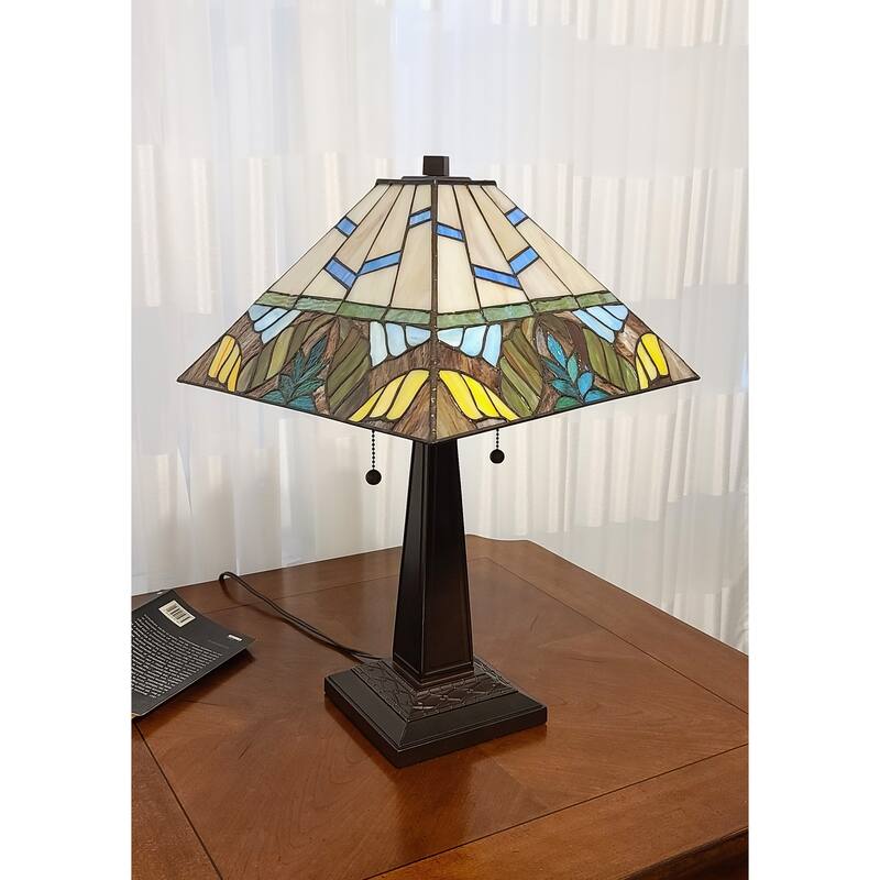 Tiffany Style Multi Color Mission Table Lamp 22" Tall Amora Lighting
