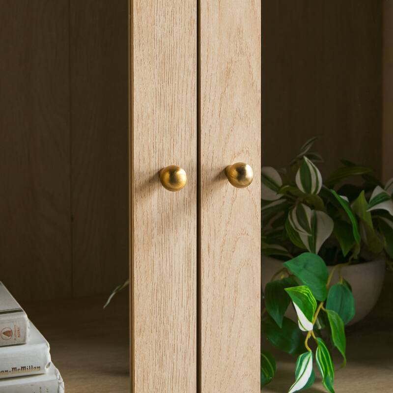 Walker Edison Modern Fluted Glass Bookshelf Cabinet