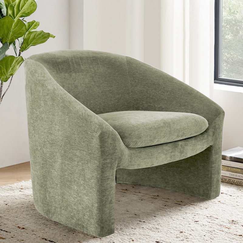 Chenille Upholstered Barrel Chair