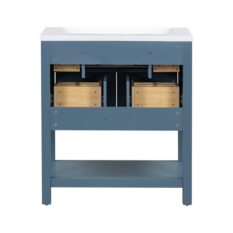MDF Bathroom Vanity with Free Standing Single Vanity Set with 5 Drawers - 30" x 18" x 33"