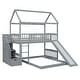 preview thumbnail 11 of 18, Grey Twin Over Twin Wood House Bunk Bed with Two Drawers and Slide