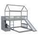 preview thumbnail 9 of 34, Twin Bunk Bed with Slide, Storage Steps, and Drawers, Playhouse Design - Grey