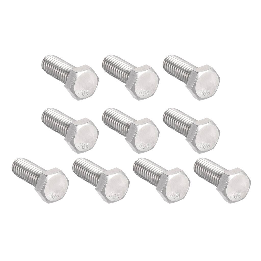3/8-16x1" 304 Stainless Steel Hex Head Screw Bolts Fastener 10pcs - 3/8" x 1" 10pcs