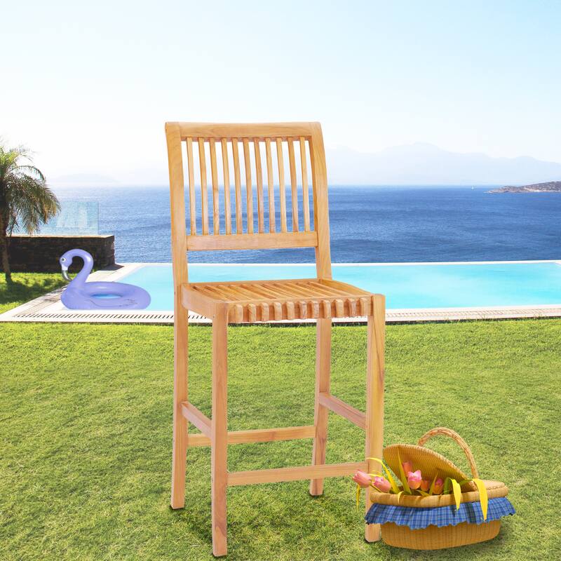 Chic Teak Castle Teak Wood Outdoor/ Indoor Bar Stool Chair
