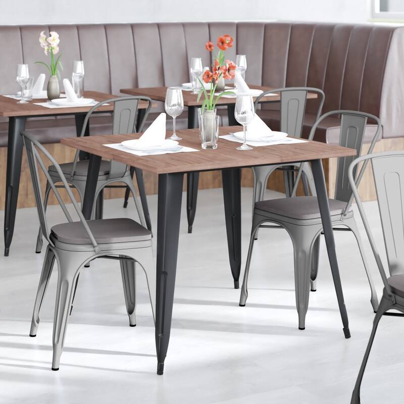 All-Weather Commercial Stack Chair & Poly Resin Seat - Silver/Gray