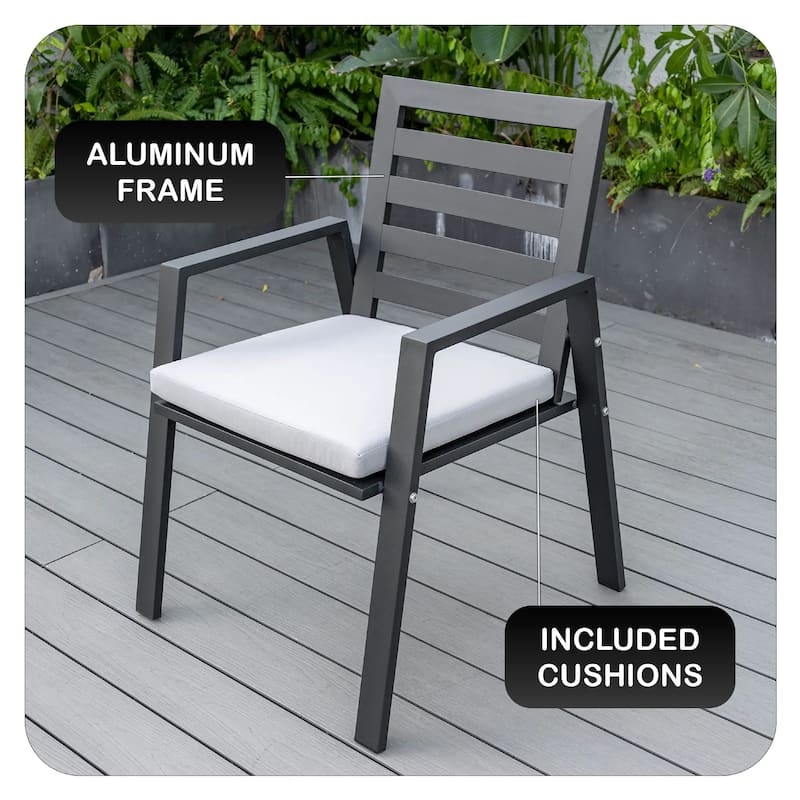 Chelsea Modern Mid-Century Patio Silhouette Aluminum Dining Chair with Olefin Fabric Cushions - 34.84