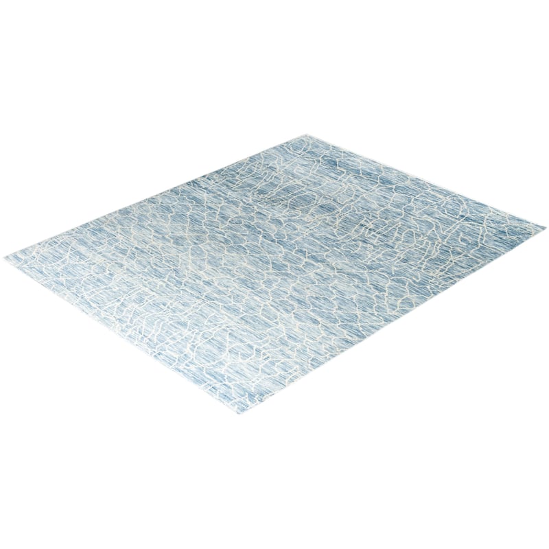 Modern One-of-a-Kind Handmade Area Rug - Gray, 7' 10" x 9' 9" - 7' 10" x 9' 9"