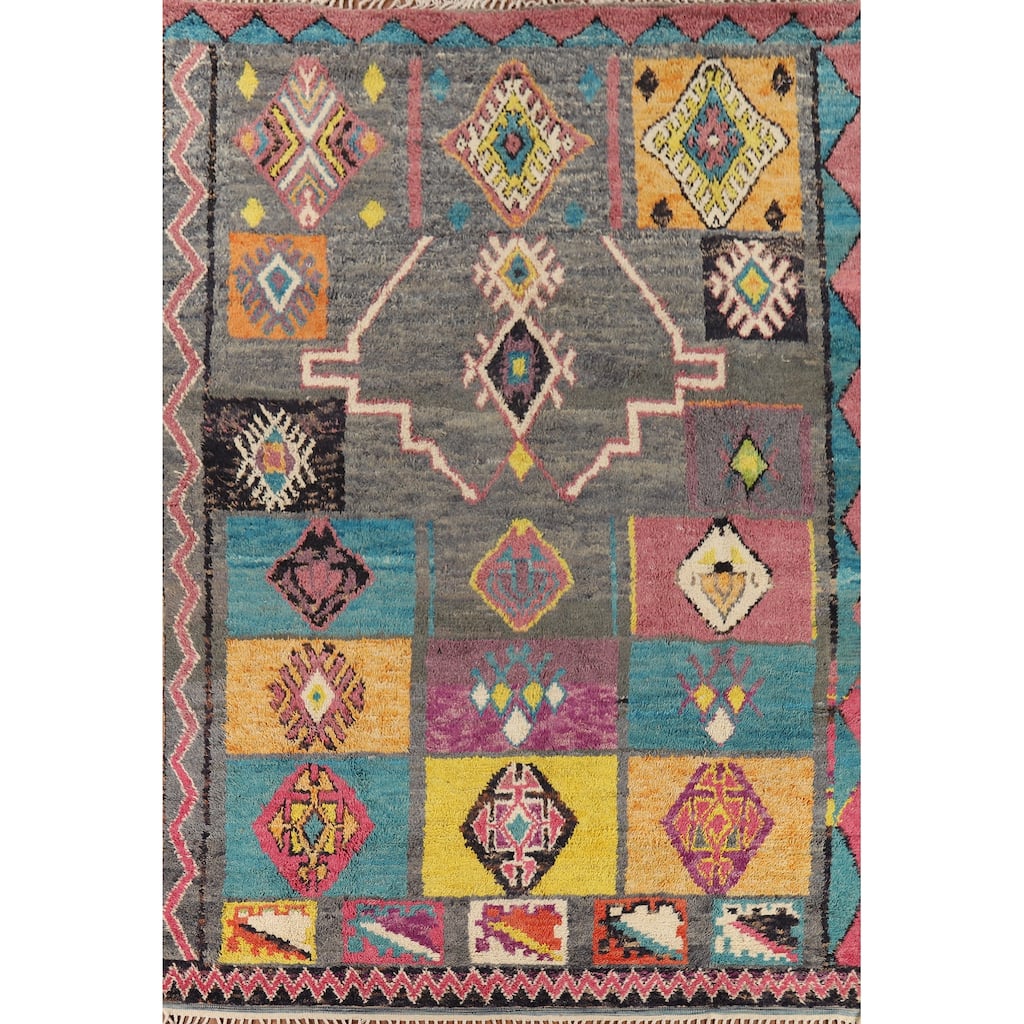 Geometric Plush Moroccan Oriental Area Rug Handmade Wool Carpet - 8'11" x 12'6"