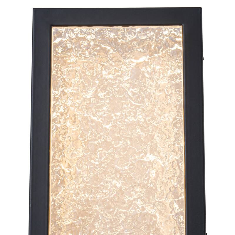Black Metal Rectangular Water Pattern LED Dimmable Wall Sconce