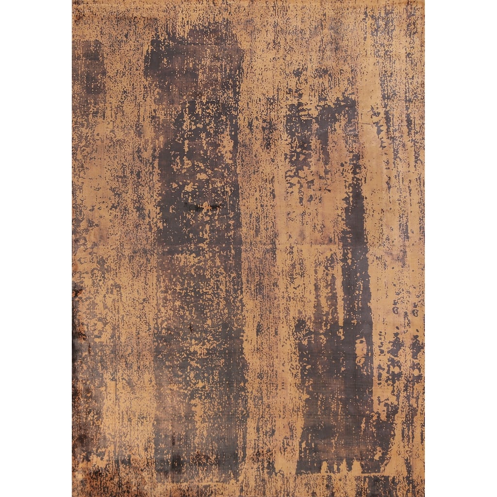 Contemporary Abstract Indian Rug Hand-Knotted Bedroom Wool Carpet - 6'6"x 9'4"
