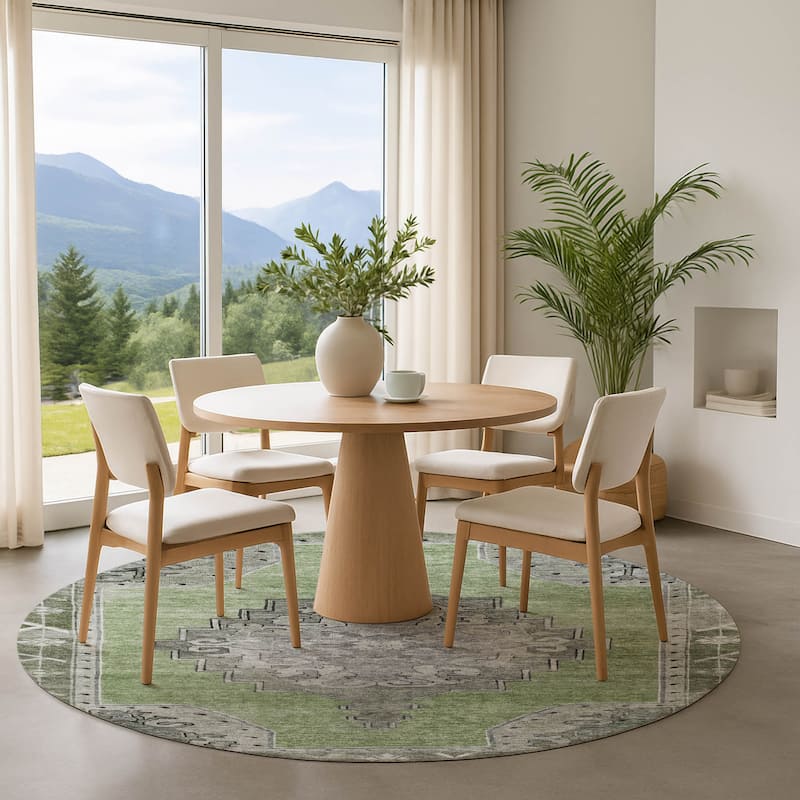 Premium Washable Super Soft Vintage Traditional Mayfield Rug - Aloe - 8' x 8'