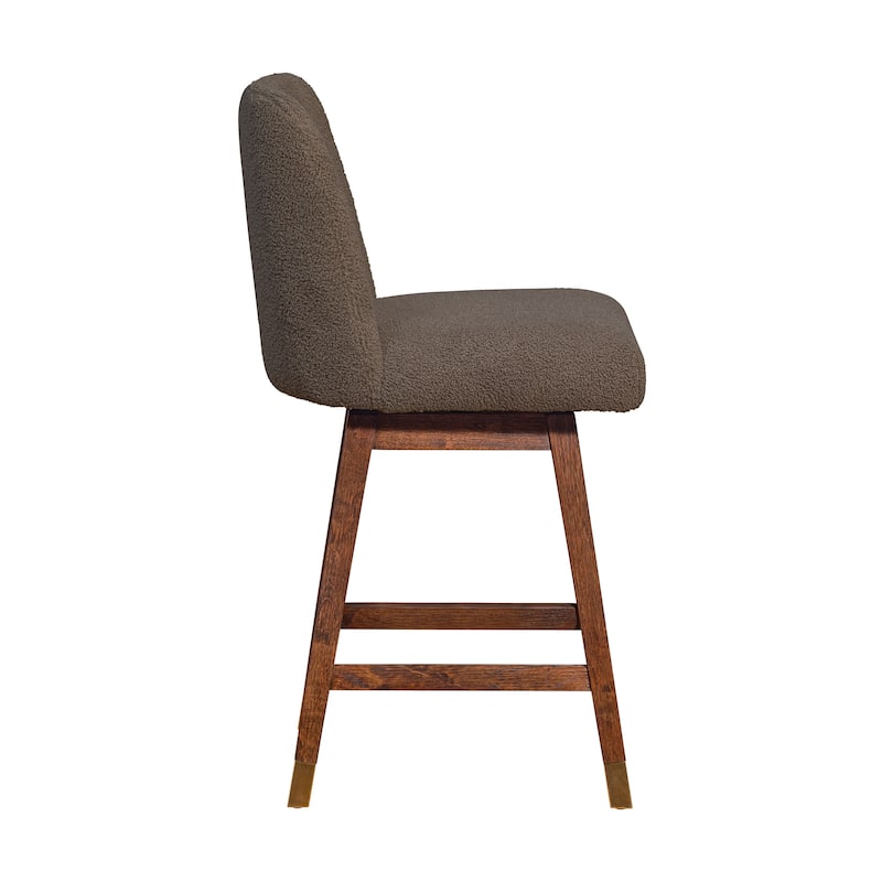 Amalie Upholstered Bar Stool, Swivel Counter Chair with Solid Wood Frame