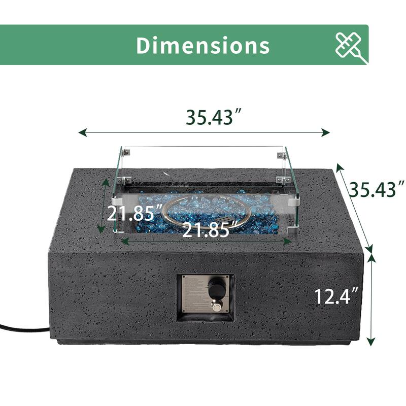 COSIEST Outdoor 35-inch Square Propane Fire Pit Table