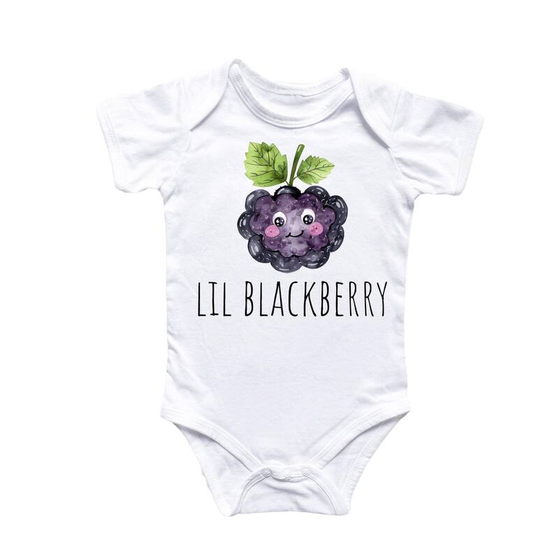 Little Blackberry Fruit - Baby Boy Girl Clothes Infant Bodysuit Funny Cute Newborn - White - 6-9M
