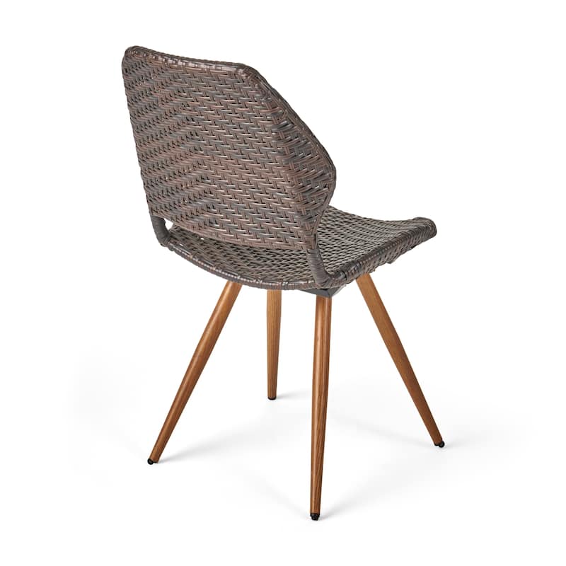 Stylish Wicker Dining Chairs with Mid-Century Legs, Set of 2