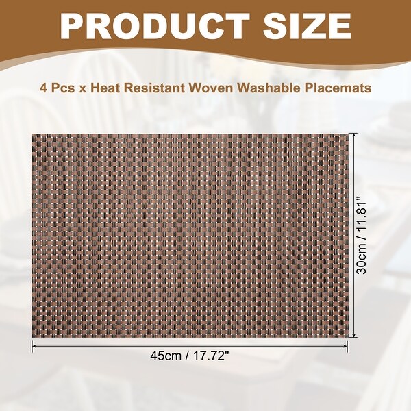 Heat Resistant Woven Washable Placemats PVC Vinyl 8 Ply Non-Slip
