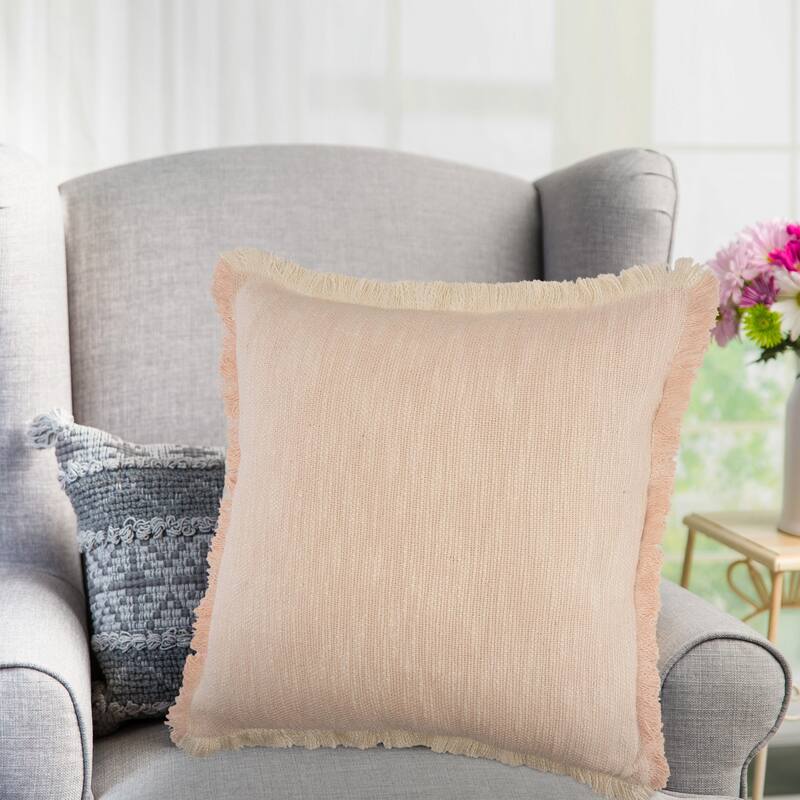 Sevita Two-Tone Cotton Fringe Throw Pillow