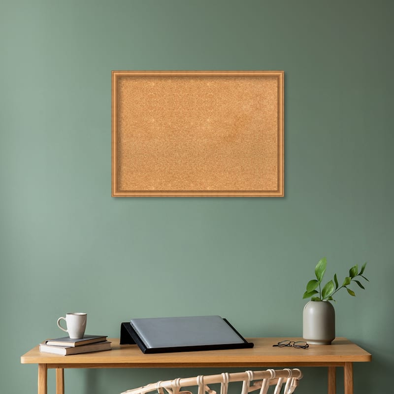 Salon Scoop Wood Framed Natural Corkboard Bulletin Board