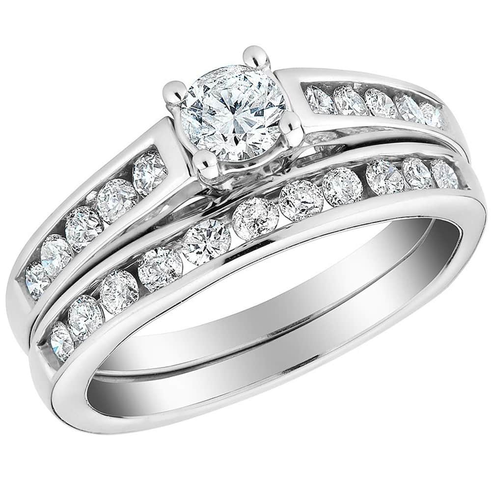 Bliss Diamond 1/2 Ct Diamond Engagement Wedding Ring Set White Gold