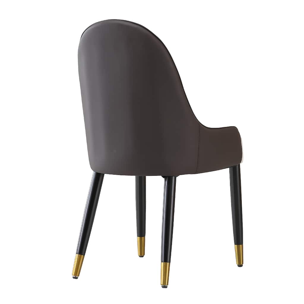 PU Leather Dining Chairs Set of 2, Ergonomic Upholstered Lounge Chair, Accent Side Chairs with Curved Backrest & Metal Legs