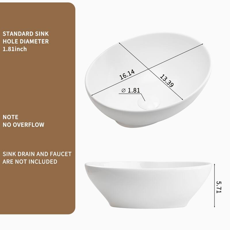GDFStudio - Rosdale Modern Ceramic Vessel Sink with Above-Counter Design