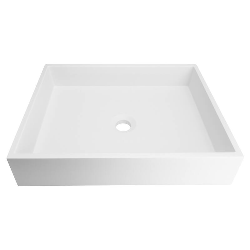 20 inch Brillare Matte White Solid Surface Rectangular Vessel Sink
