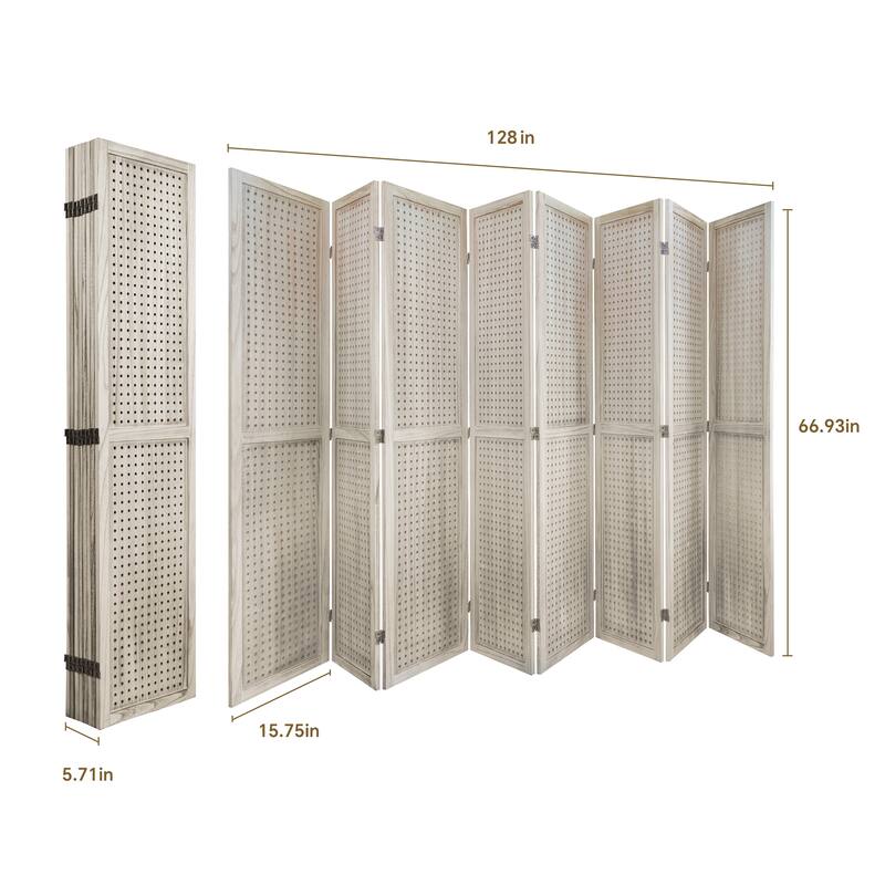 8-Panel Wooden Folding Room Privacy Divider Screen