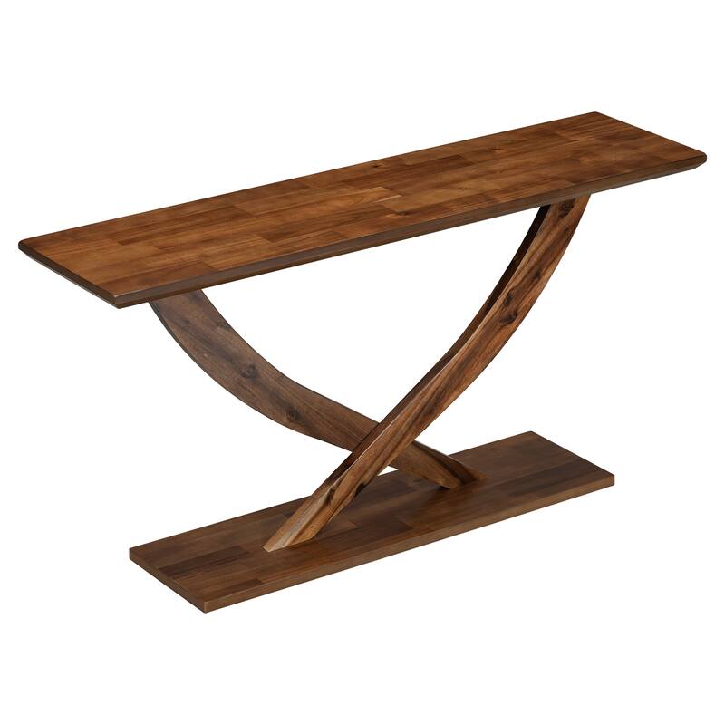 57" Modern Rectangle Console Table with Unique Cross-leg Design for Entryway and Living Room