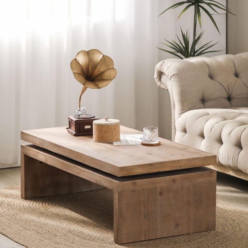 Modern 47.6"W Wood Coffee Table with Sleek Floating Top Design for Stylish Living Room Decor