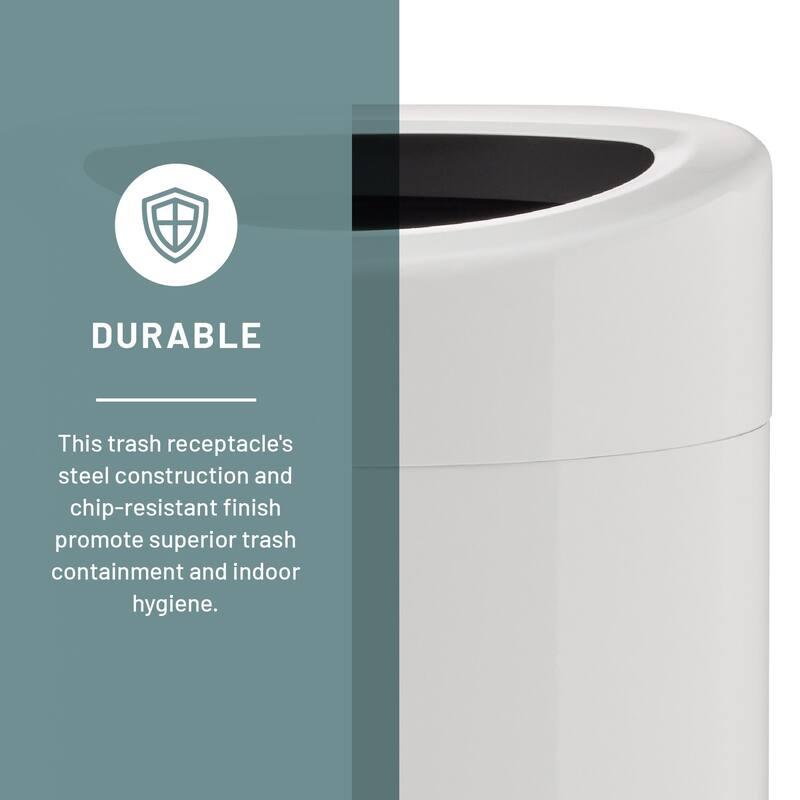 Metal Indoor Trash Can, 14-Gallon Garbage Can, Receptacle