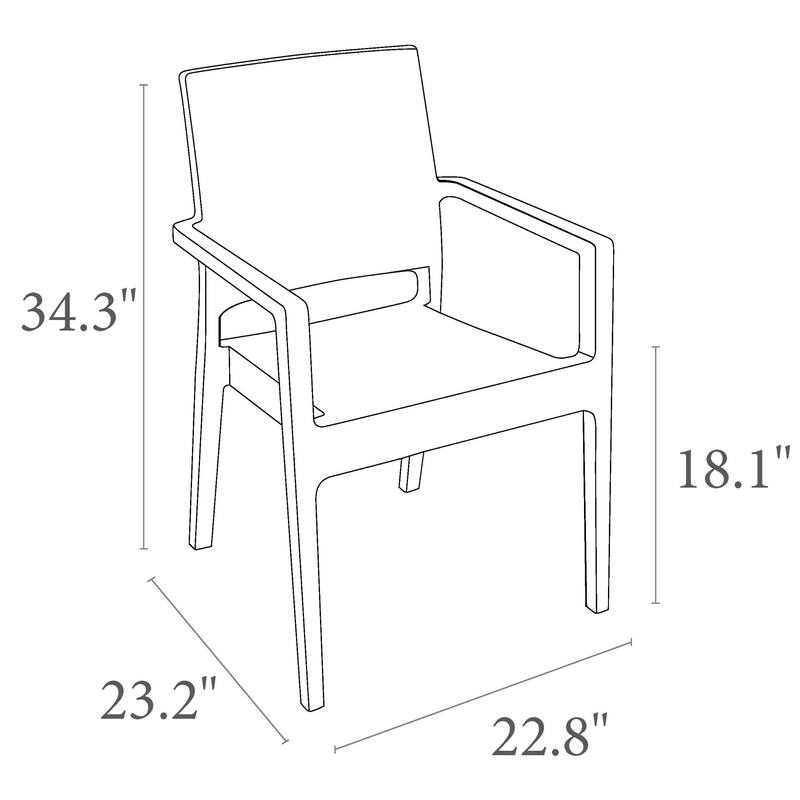 34" Gray Wickerlook Patio Stackable Dining Chair