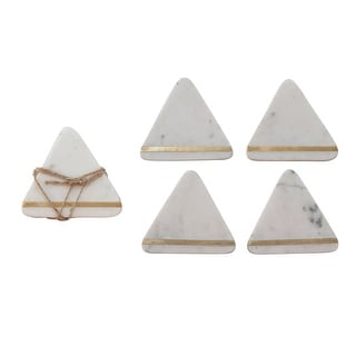 White Marble & Brass Inlay Coasters (Set of 4 Pieces)