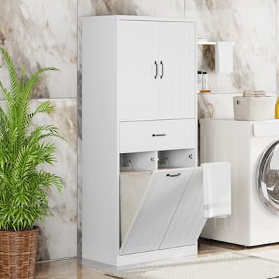 Bathroom Storage Cabinet With Two Laundry Baskets
