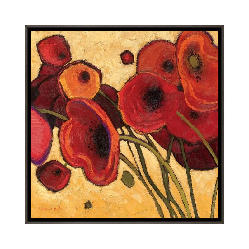 iCanvas "Poppies Wildly I " by Shirley Novak Framed - Charcoal - 12x12