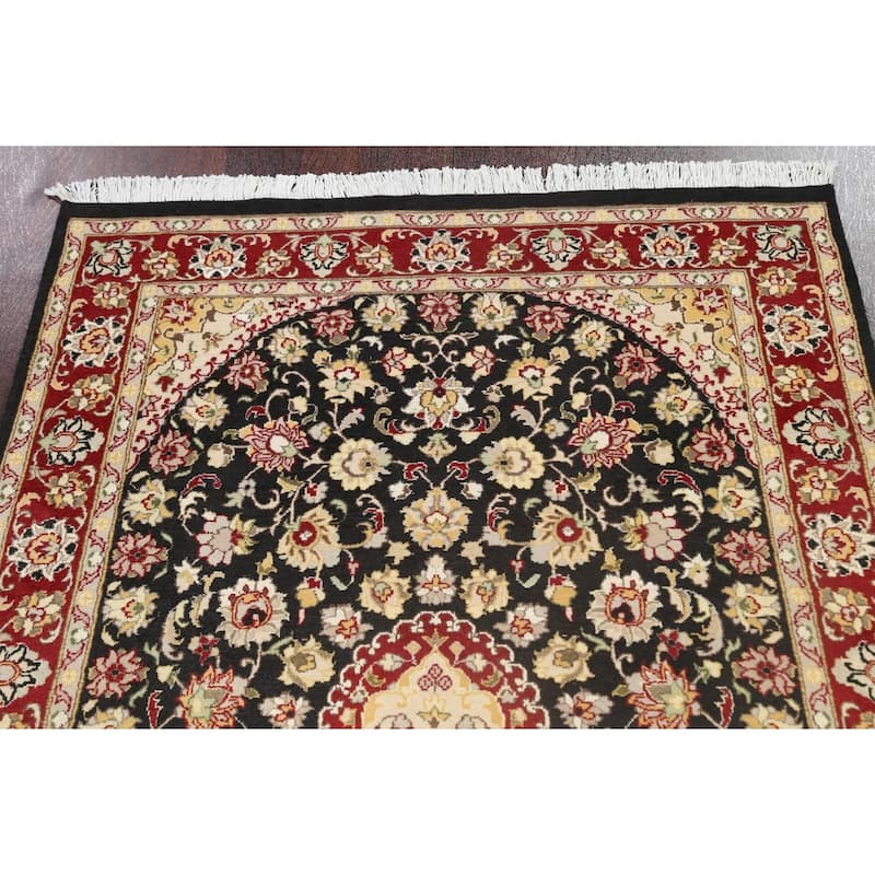 Wool/ Silk Floral Vegetable Dye Tabriz Oriental Area Rug Hand-knotted - 4'0" x 6'3"
